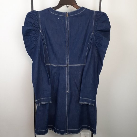 REBECCA TAYLOR La vie Ruched Sleeve Denim Dress - Picture 9 of 10